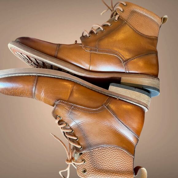 Men\'s LA MILANO Alan II Cognac Leather Lace Up Boots One Repairable Flaw main image 11